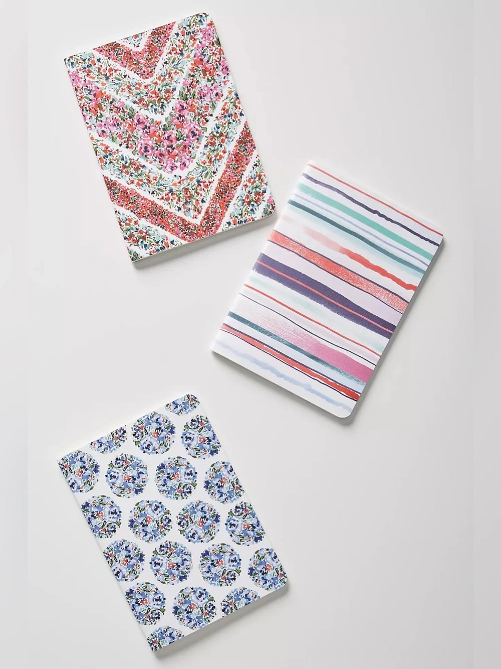 ANTHROPOLOGIE NWT Pippa Journals, Set of 3 • Colorful Mixed Floral Stripe Prints